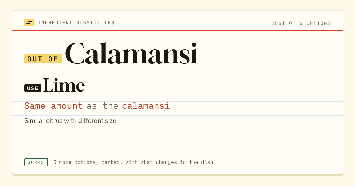 Calamansi substitute: use lime. Same amount as the calamansi.