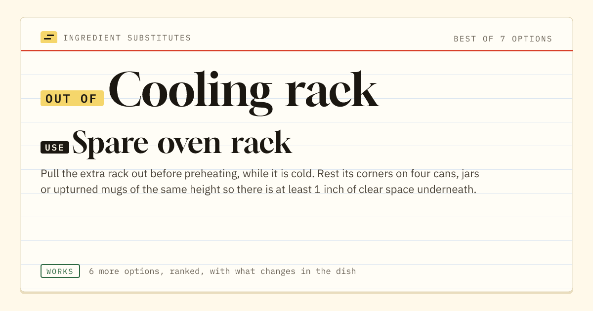 Cooling rack substitute: use spare oven rack.