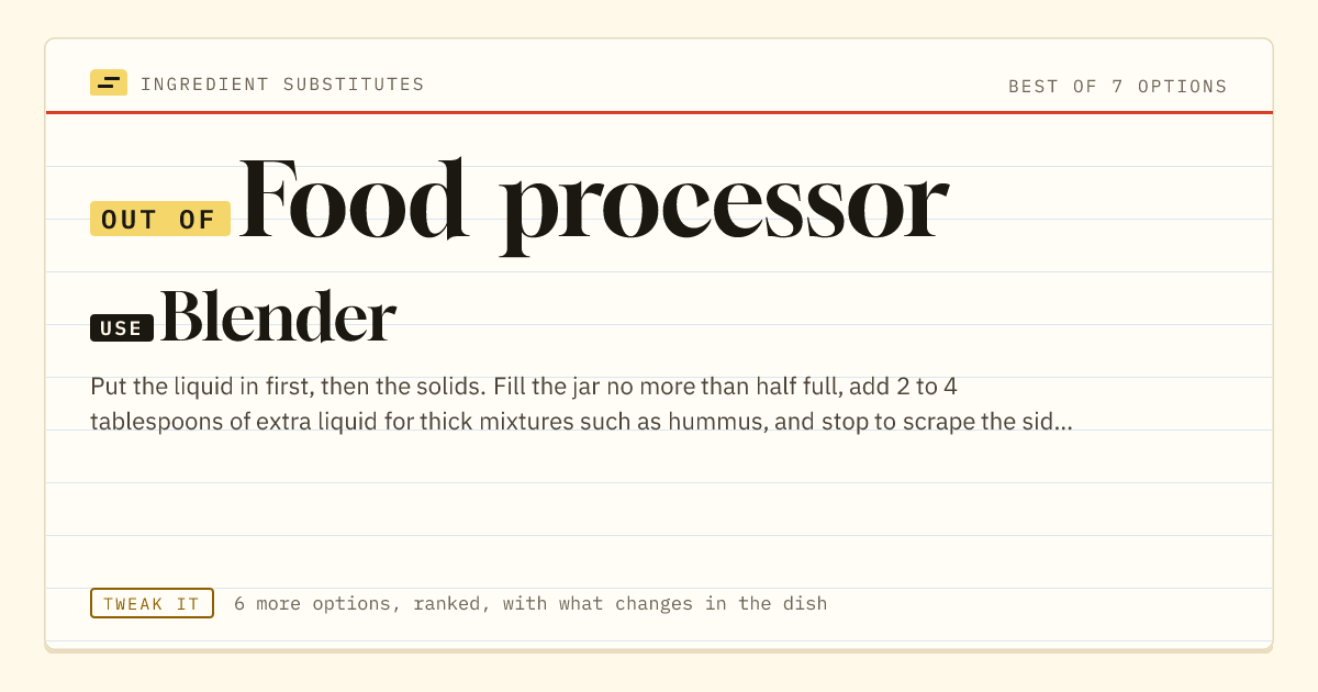 Food processor substitute: use blender.
