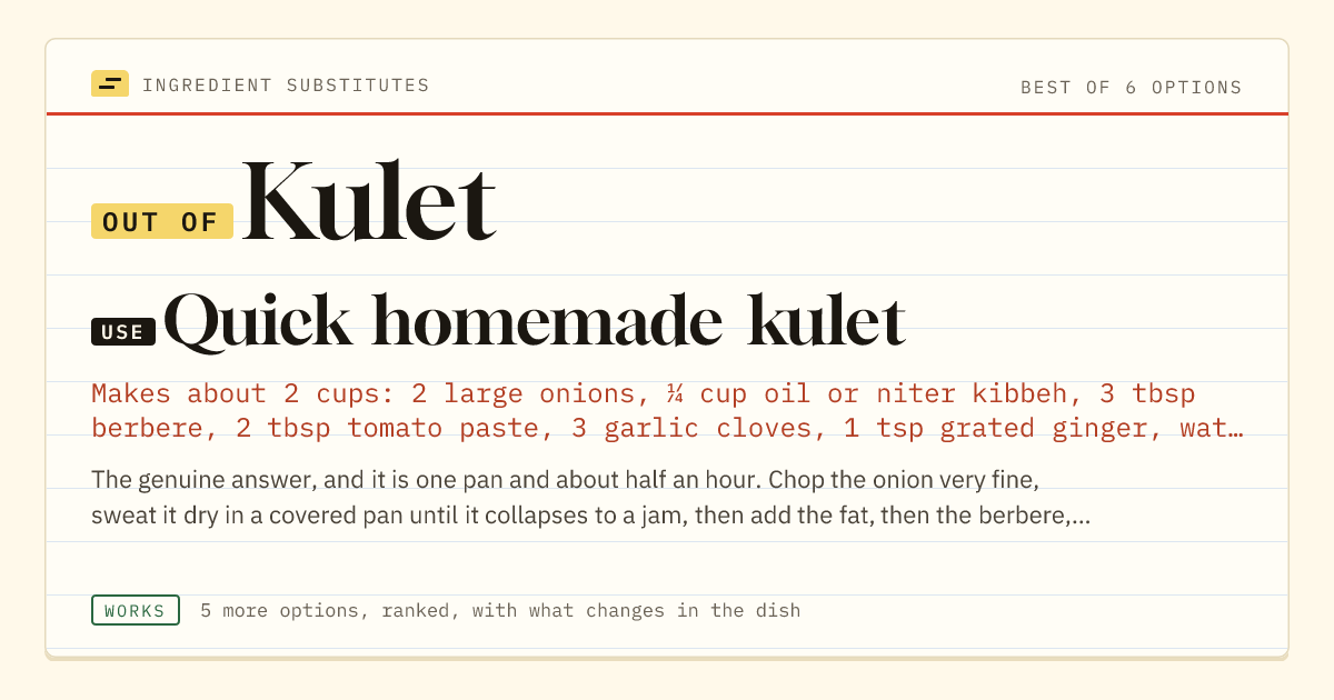 Kulet substitute: use quick homemade kulet.