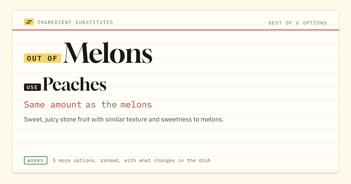 Melons substitute: use peaches. Same amount as the melons.