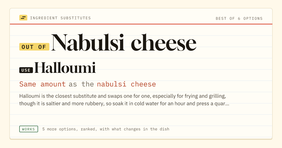 Nabulsi cheese substitute: use Halloumi. Same amount as the nabulsi cheese.