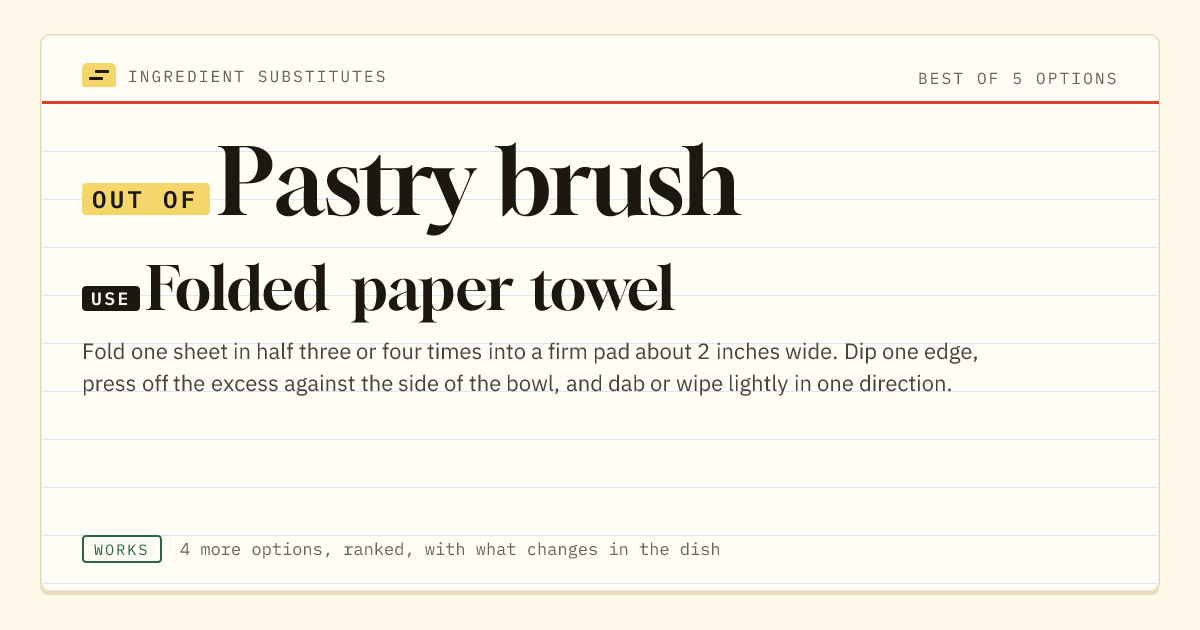 Pastry brush substitute: use folded paper towel.