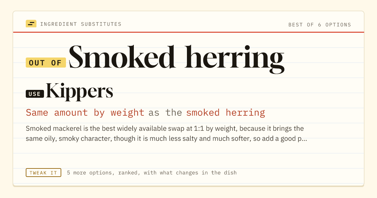 Smoked herring substitute: use kippers. Same amount by weight as the smoked herring.
