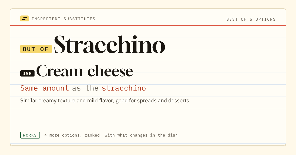 Stracchino substitute: use cream cheese. Same amount as the stracchino.